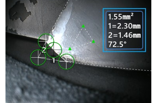 區(qū)域與測(cè)量平面配合，測(cè)量葉尖掉塊的大小